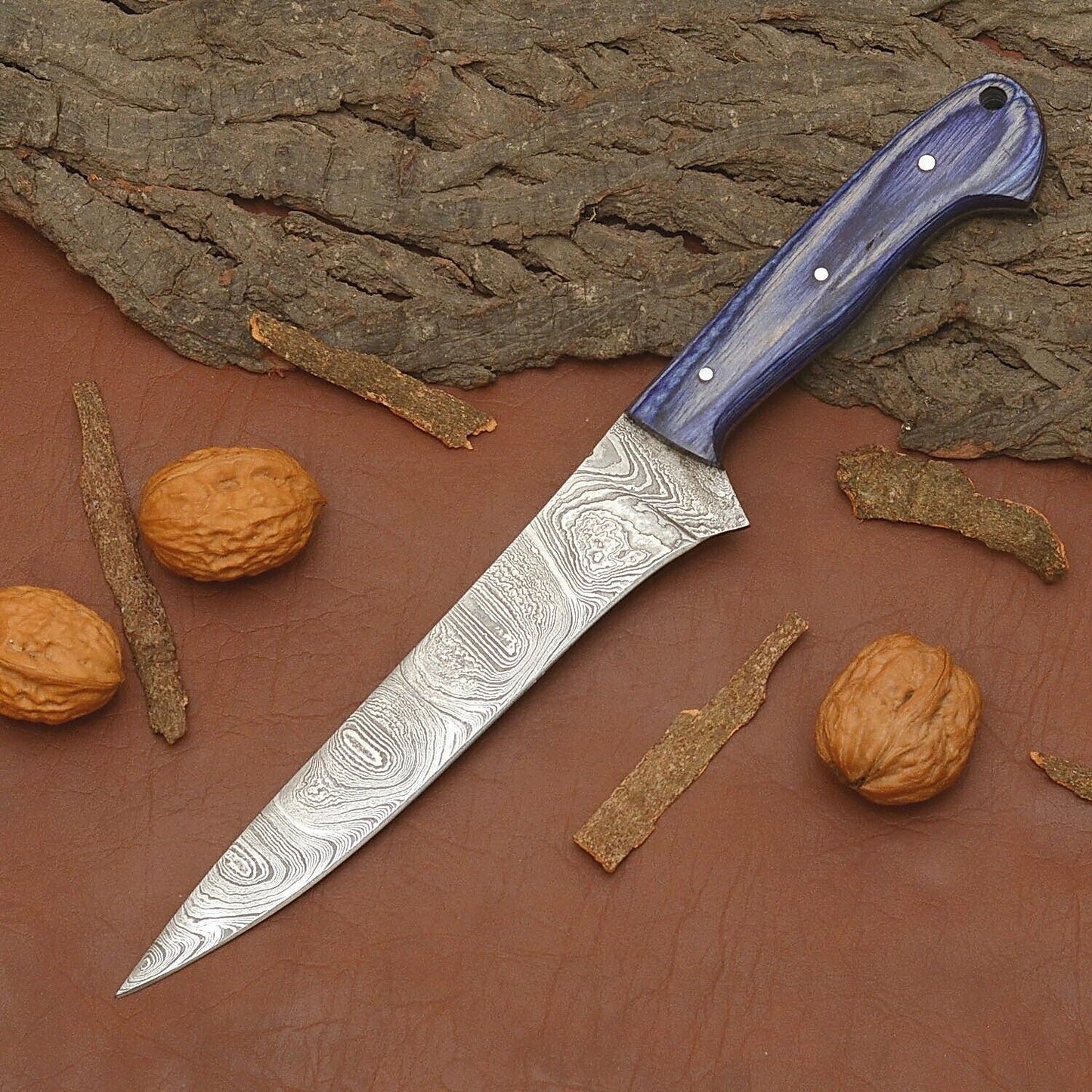 Custom Handmade Damascus Steel Cooking Knife – Durable 12 Inch Full Tang Blade