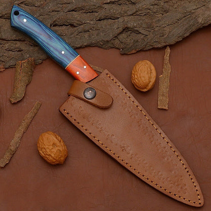 Authentic Damascus Steel Chef Knife  Hand Forged Kitchen  Outdoor Knife 3