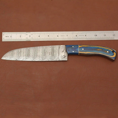 HighQuality Damascus Steel Kitchen Knife  Handcrafted Wooden Handle 1