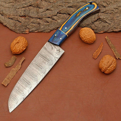 HighQuality Damascus Steel Kitchen Knife  Handcrafted Wooden Handle 2