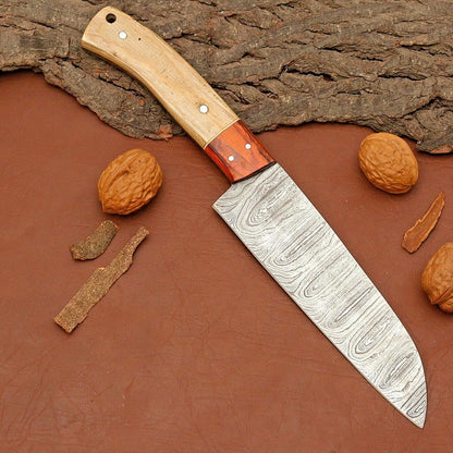 Unique Handmade Damascus Steel Knife – Custom Chef Tool with Sheath