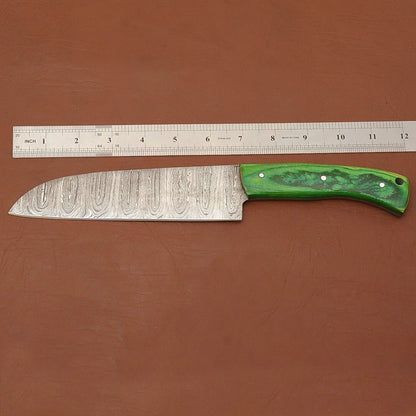 Custom Made Damascus Chef Knife  Sharp Kitchen Blade With Wooden Grip 1