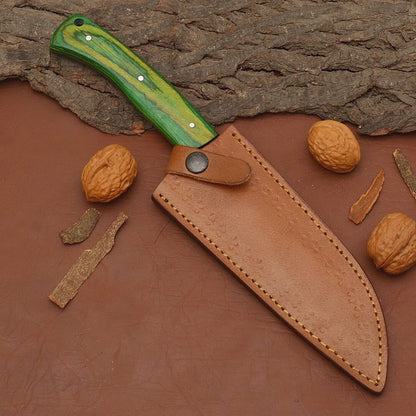 Custom Made Damascus Chef Knife  Sharp Kitchen Blade With Wooden Grip 2