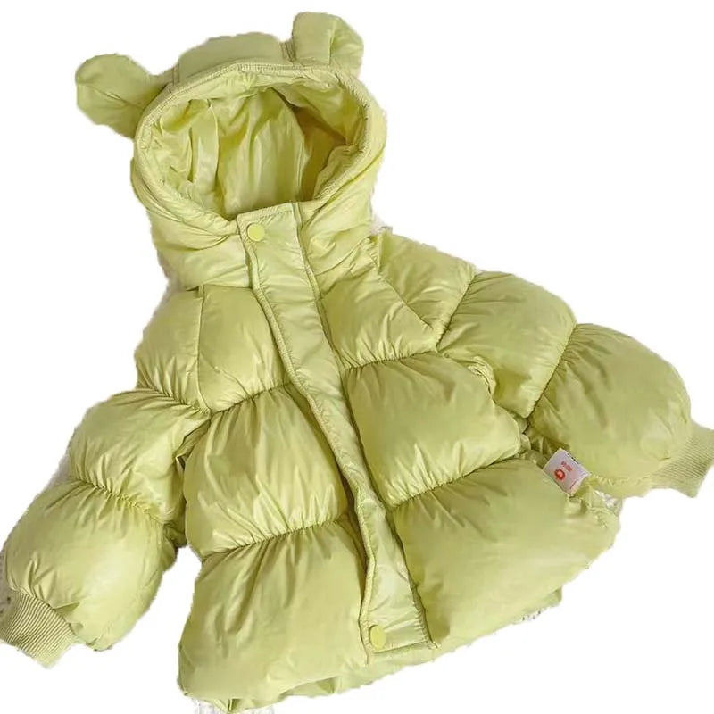 Winter Coat for Girls, Windproof Kids Down Jacket, Warm Hooded Outerwear with Long Sleeves, Outdoor Children Coats