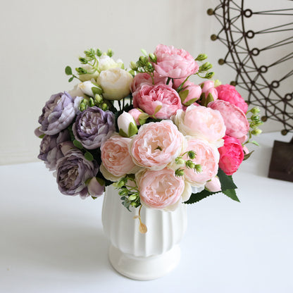 Artificial Roses Silk Peony Bouquet Home Decoration Accessories Wedding Party Flowers Scrapbook Cra 4