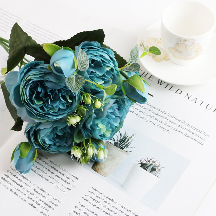 Artificial Roses Silk Peony Bouquet Home Decoration Accessories Wedding Party Flowers Scrapbook Cra 9