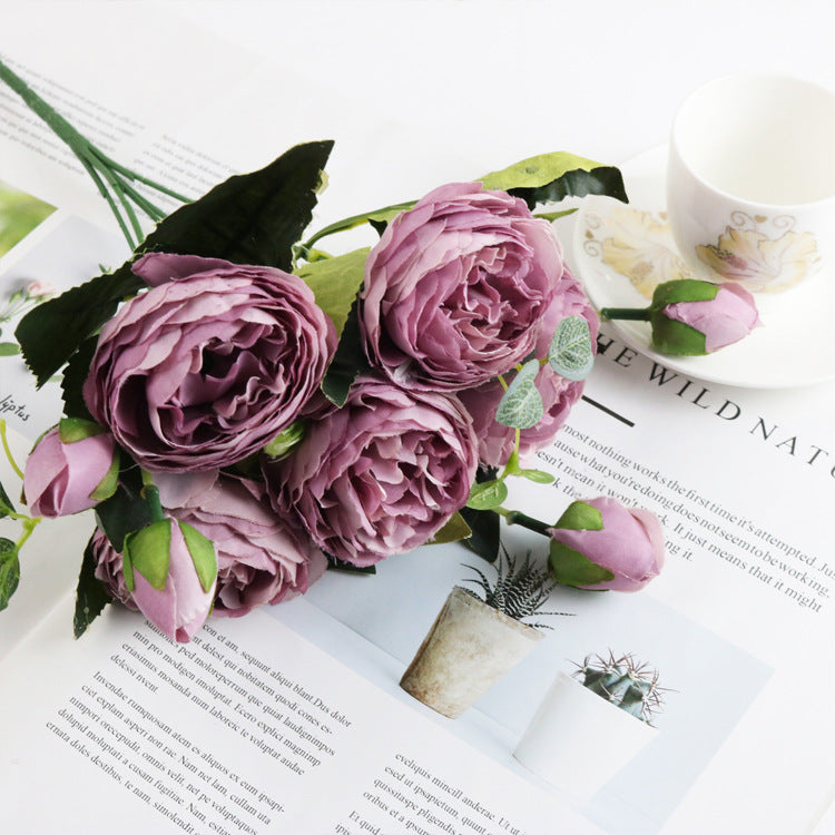 Artificial Roses Silk Peony Bouquet Home Decoration Accessories Wedding Party Flowers Scrapbook Cra 11