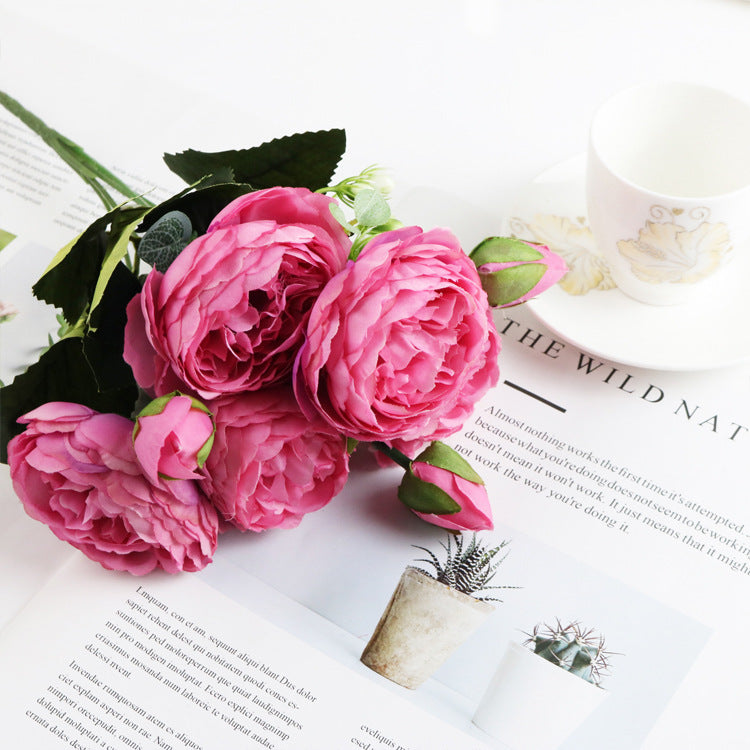 Artificial Roses Silk Peony Bouquet Home Decoration Accessories Wedding Party Flowers Scrapbook Cra 16