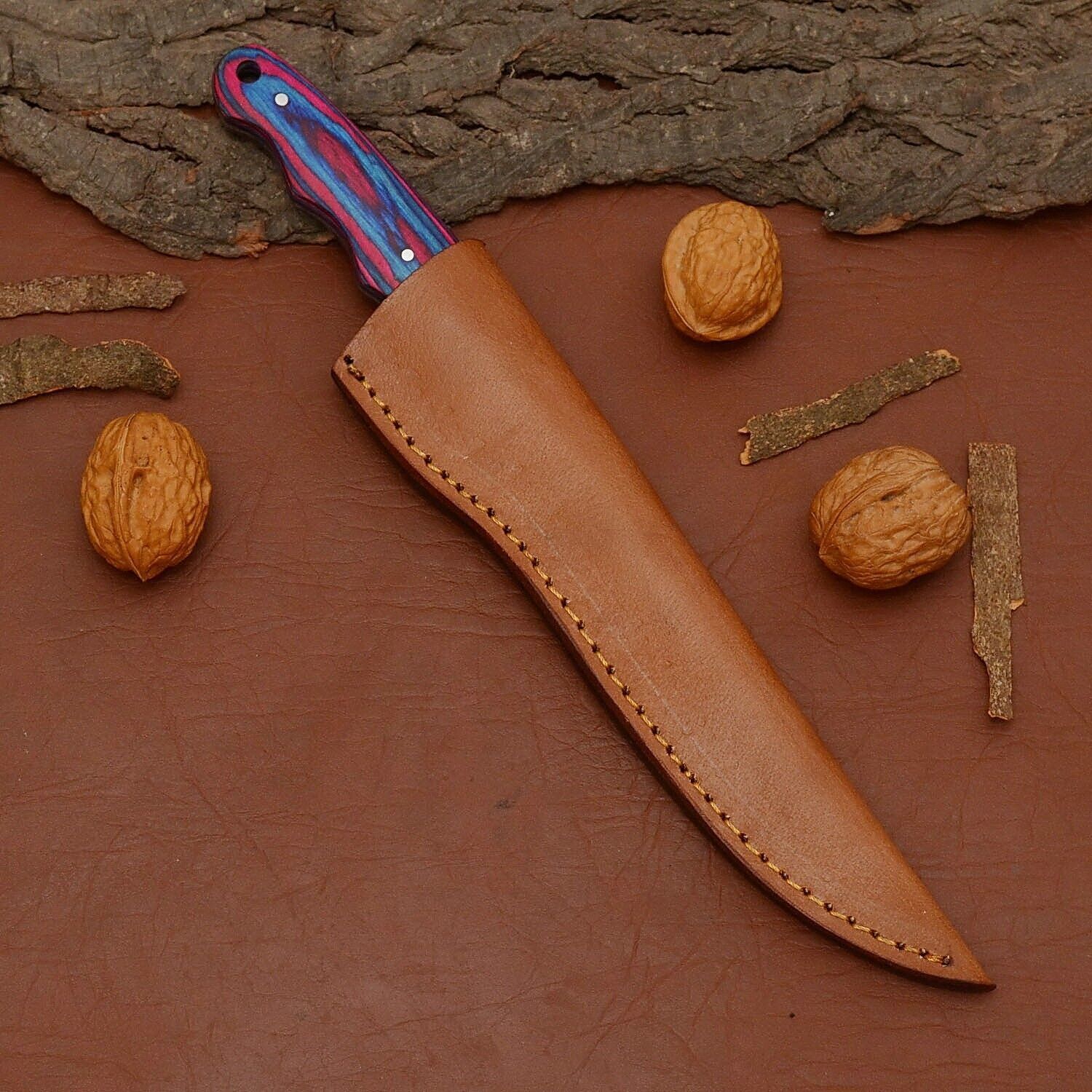 Artisan Forged Damascus Steel Chef Knife  Handmade Wooden Handle Masterpiece 3