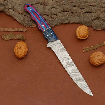 Artisan Forged Damascus Steel Chef Knife  Handmade Wooden Handle Masterpiece 1