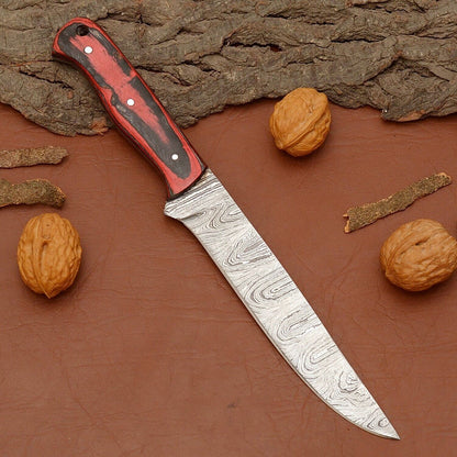 Handmade Damascus Steel Chef Knife – Custom Kitchen Knife with Wooden Handle