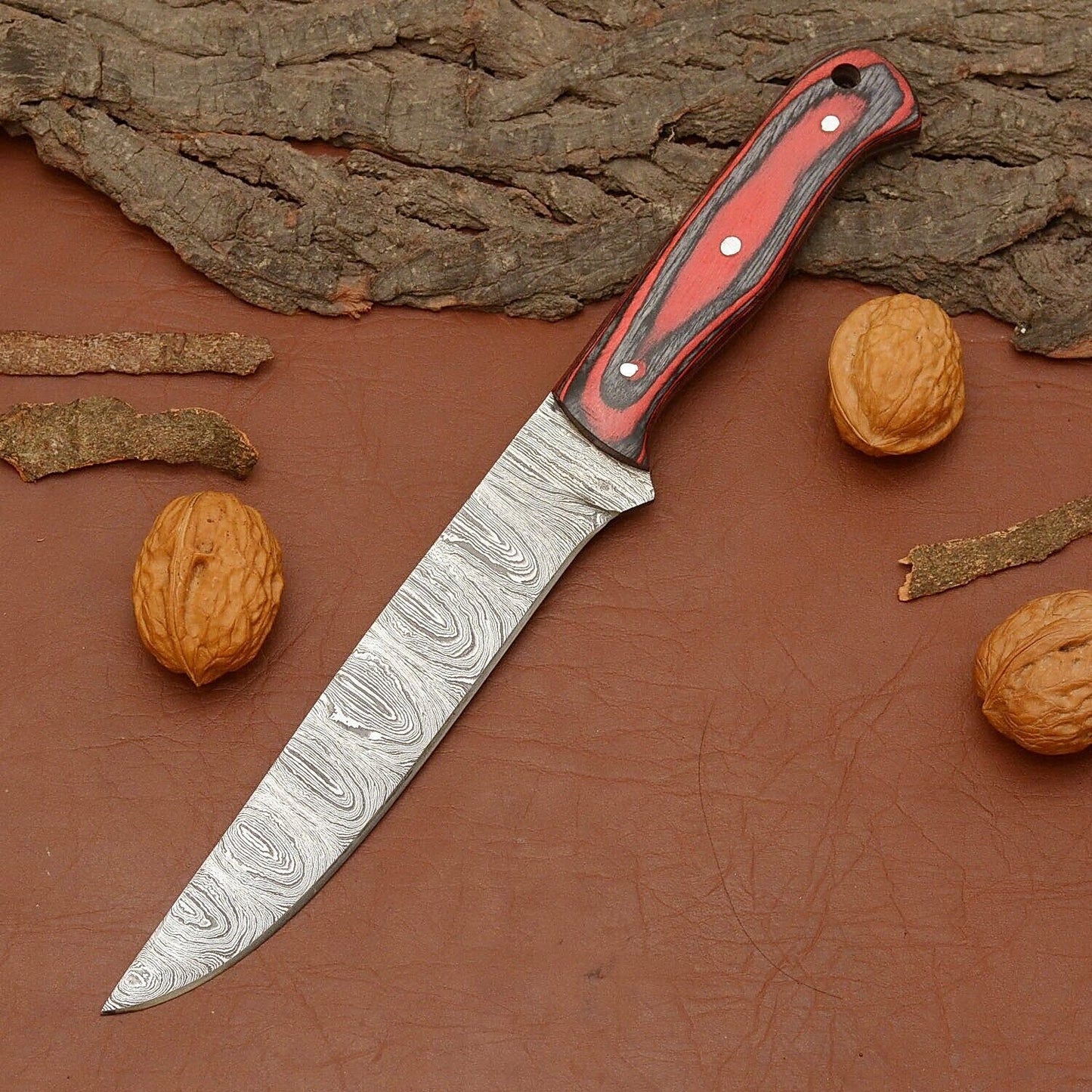 Handmade Damascus Steel Chef Knife  Custom Kitchen Knife With Wooden Handle 2