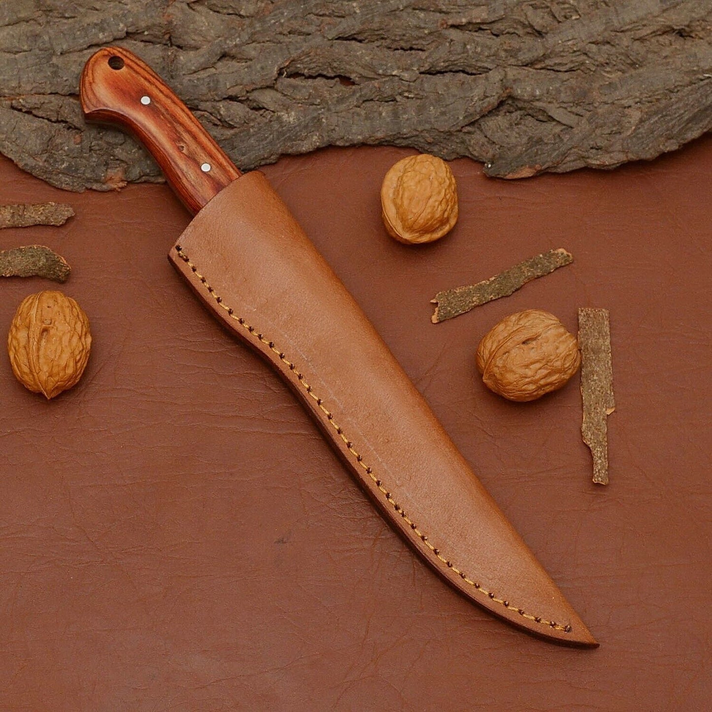 Custom Damascus Steel Kitchen Knife  Handcrafted Full Tang Chef Blade 3