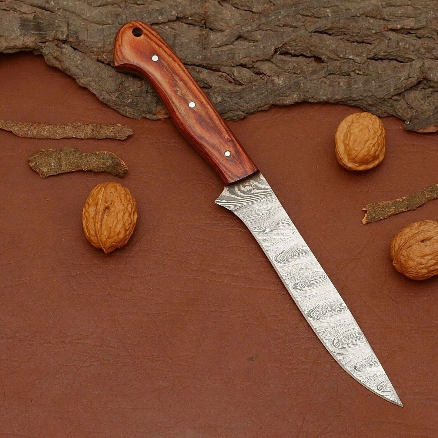 Custom Damascus Steel Kitchen Knife  Handcrafted Full Tang Chef Blade 1