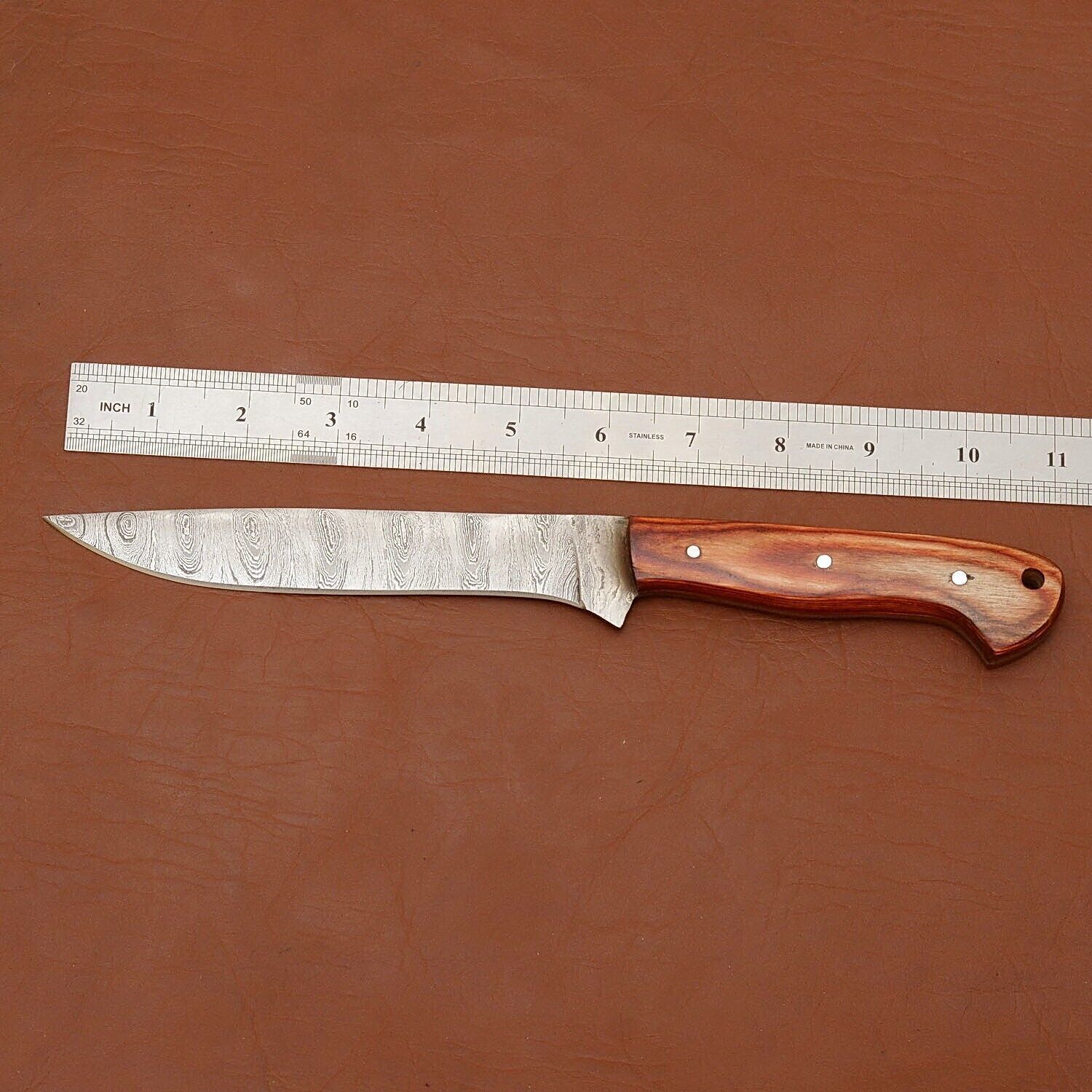 Custom Damascus Steel Kitchen Knife  Handcrafted Full Tang Chef Blade 2