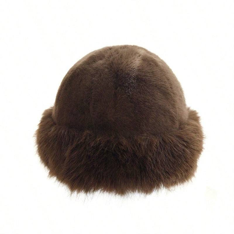 Warm Thick Fleece Bucket Hat For Women Simple And Casual Winter Hat Fashionable Outdoor Skiing Cap 5