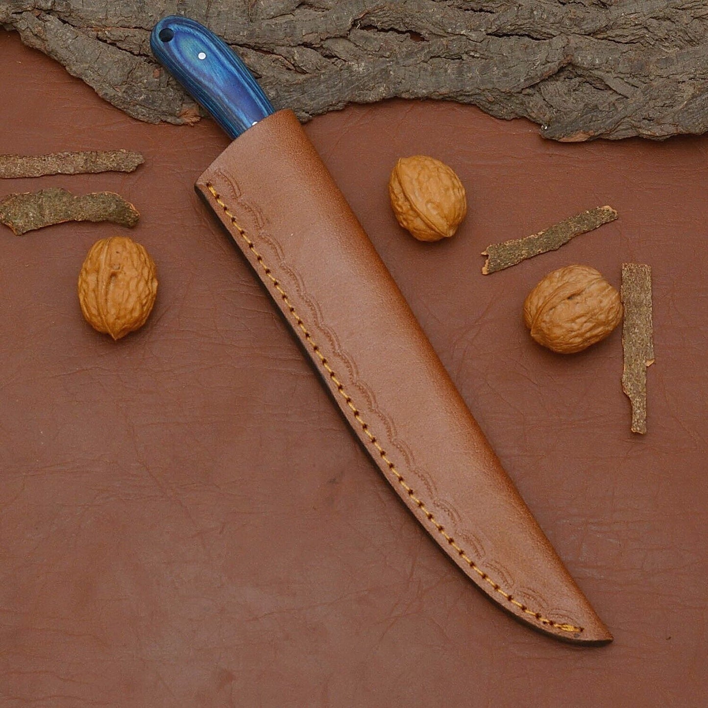 Handcrafted Damascus Steel Cooking Knife  Elegant Wooden Handle Design 3