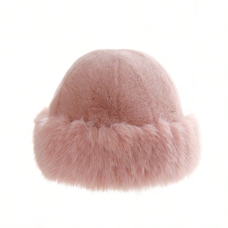 Warm Thick Fleece Bucket Hat For Women Simple And Casual Winter Hat Fashionable Outdoor Skiing Cap 7