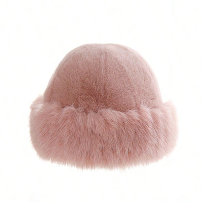 Warm Thick Fleece Bucket Hat For Women Simple And Casual Winter Hat Fashionable Outdoor Skiing Cap 7