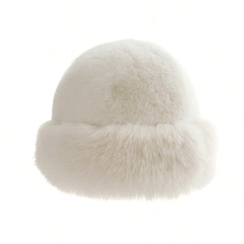 Warm Thick Fleece Bucket Hat For Women Simple And Casual Winter Hat Fashionable Outdoor Skiing Cap 8