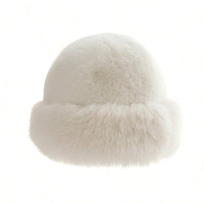 Warm Thick Fleece Bucket Hat For Women Simple And Casual Winter Hat Fashionable Outdoor Skiing Cap 8