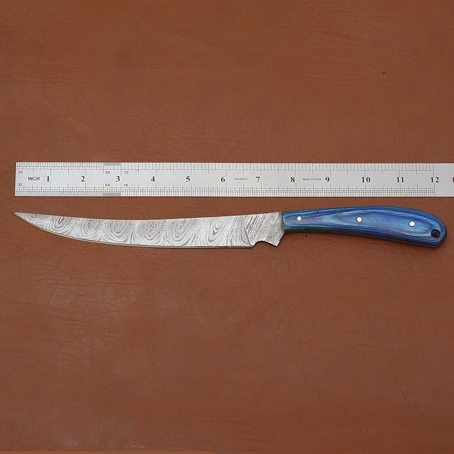 Handcrafted Damascus Steel Cooking Knife  Elegant Wooden Handle Design 2