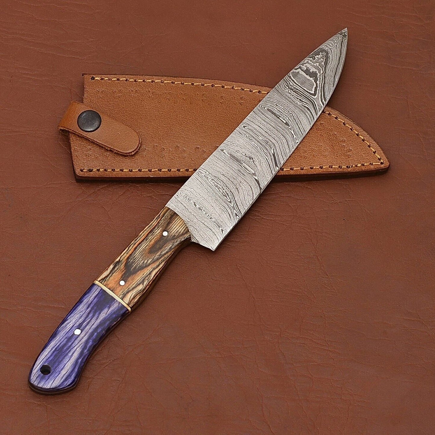 Durable Damascus Steel Kitchen Knife  Full Tang Handmade Precision Blade 3