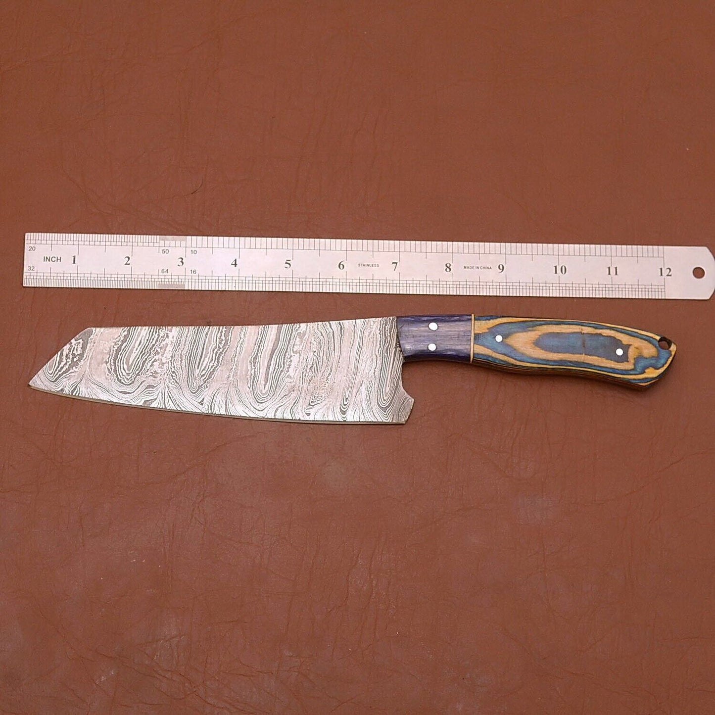 Custom Artisan Damascus Steel Kitchen Knife  Perfect Balance  Grip 1