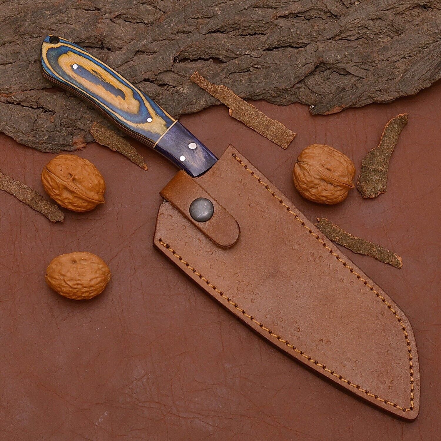 Custom Artisan Damascus Steel Kitchen Knife  Perfect Balance  Grip 3
