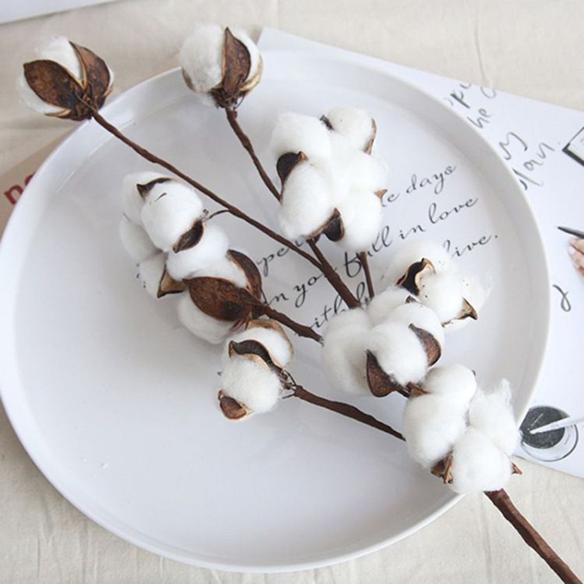 Naturally Cotton Artificial Plants, Floral Spray Wedding, Outdoor Garden Garland, Spring Party Vases Decor for Home