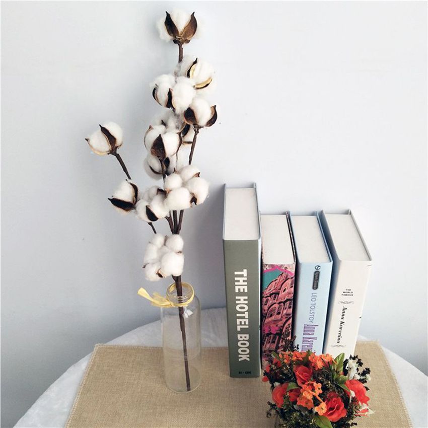 Naturally Cotton Artificial Plants, Floral Spray Wedding, Outdoor Garden Garland, Spring Party Vases Decor for Home