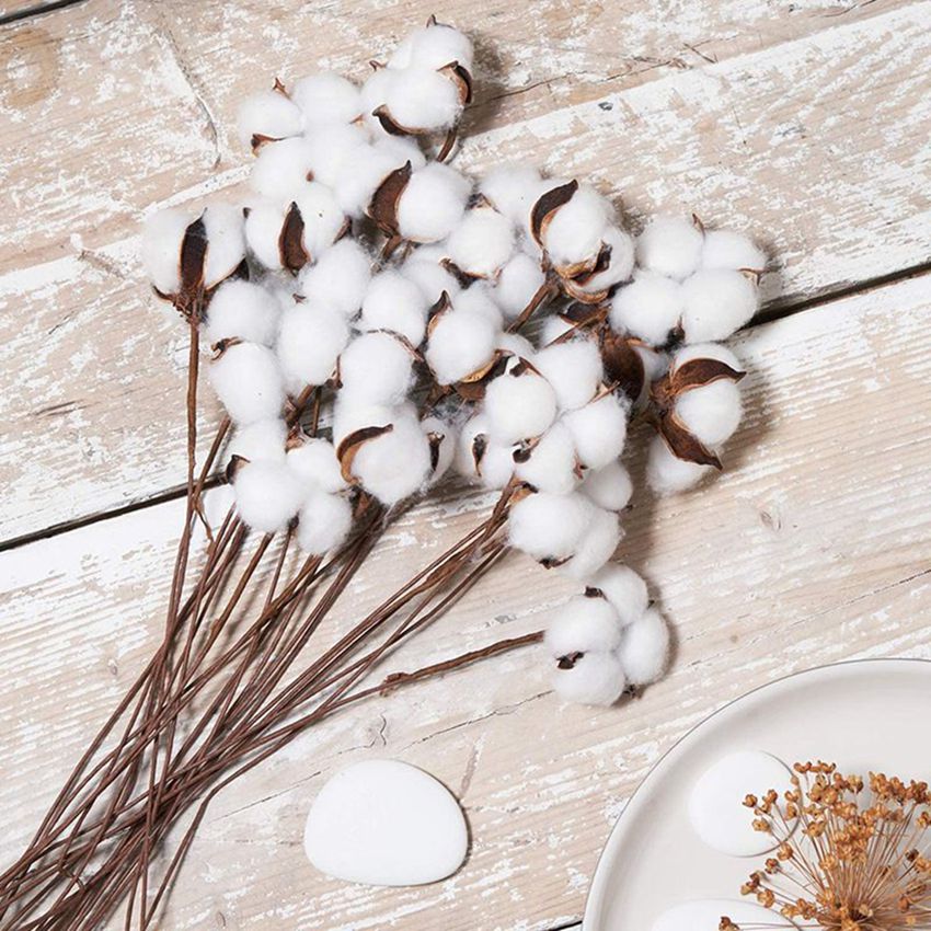 Naturally Cotton Artificial Plants, Floral Spray Wedding, Outdoor Garden Garland, Spring Party Vases Decor for Home