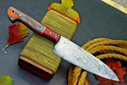 Professional Damascus Steel Fixed Blade Kitchen Knife – Walnut Handle
