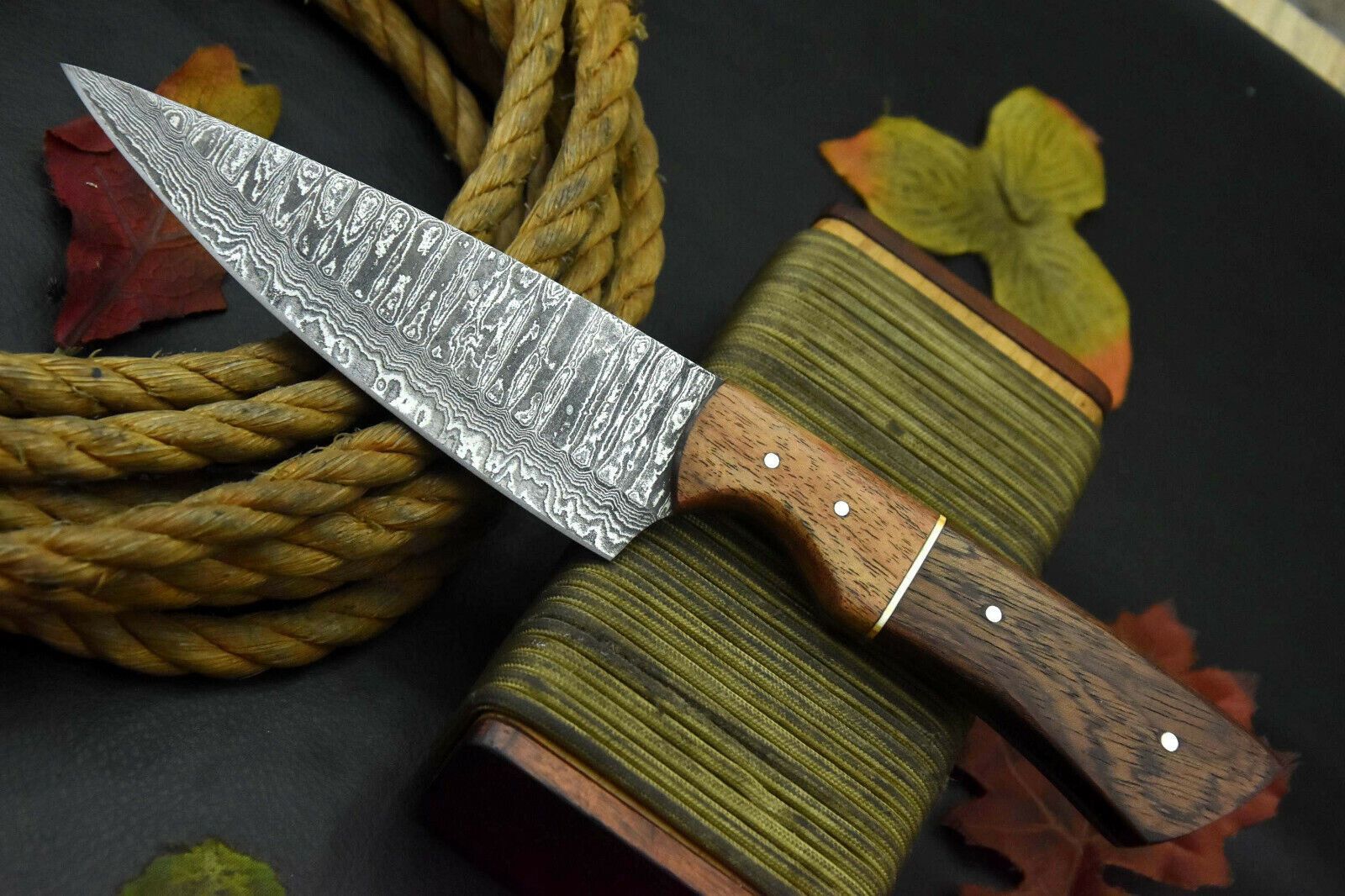 Damascus Steel Chef Knife 8 Inch – Elegant Walnut Wood Handle