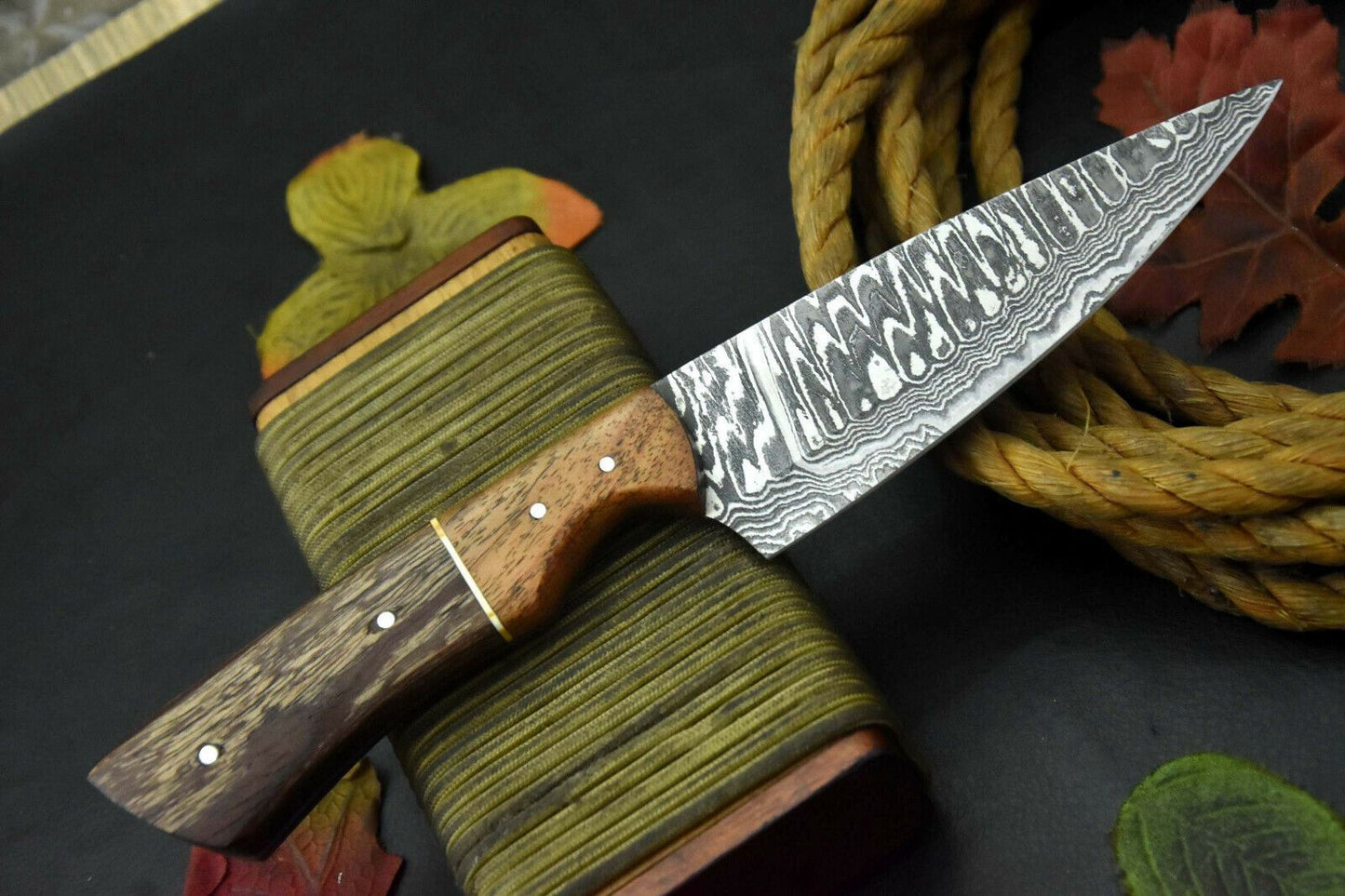 Damascus Steel Chef Knife 8 Inch  Elegant Walnut Wood Handle 1
