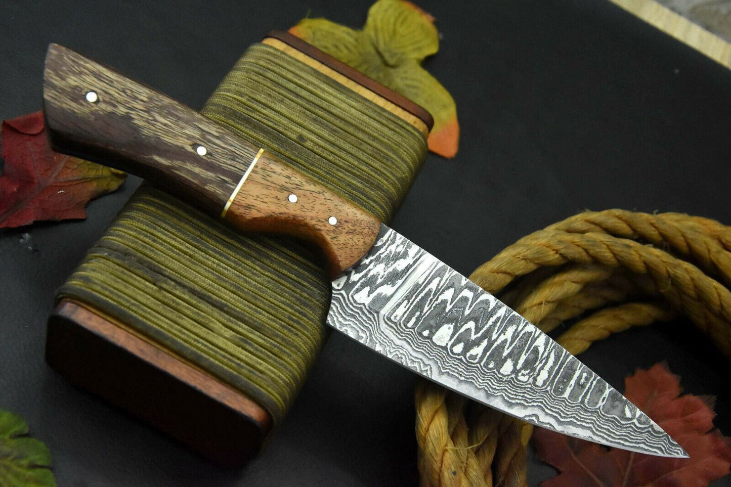 Damascus Steel Chef Knife 8 Inch  Elegant Walnut Wood Handle 2