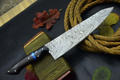 Forged Damascus Steel Chef Knife  Durable Walnut Handle 2