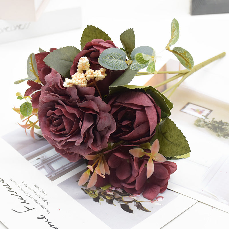 Artificial Rose Peony Bouquet, High Quality Fake Flowers, Home Decor, Wedding Decoration, Plants Arrangement
