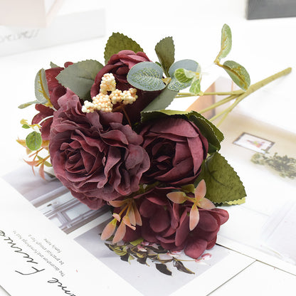 Artificial Rose Peony Bouquet, High Quality Fake Flowers, Home Decor, Wedding Decoration, Plants Arrangement