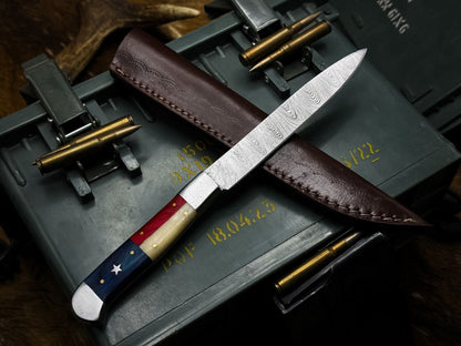 Handmade Damascus Steel Chef Knife With Bone Handle And Leather Sheath 1