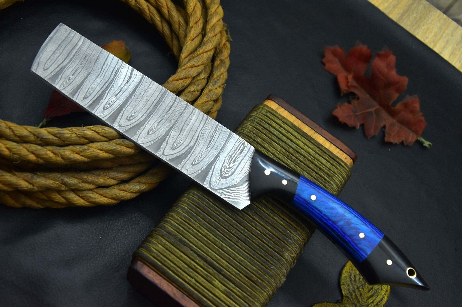 Handmade Damascus Steel Chef Knife With Horn Handle And Leather Sheath 1