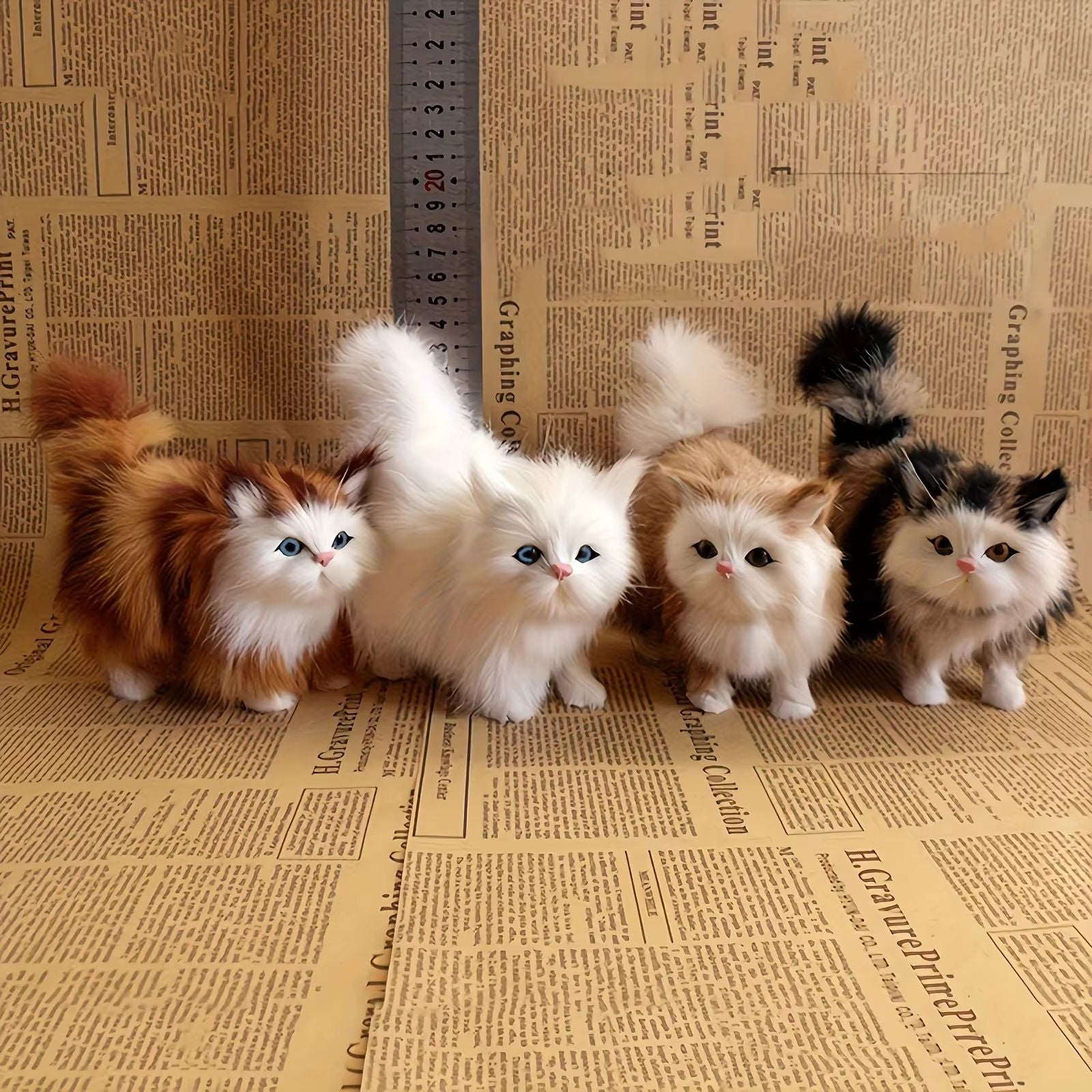 Realistic Simulation Cat Plush Toy, Soft Stuffed Kitten for Kids and Cat Lovers