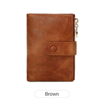 Minimalist Womens Short Wallet  Double Zipper Leather Card Holder  Coin Purse 9