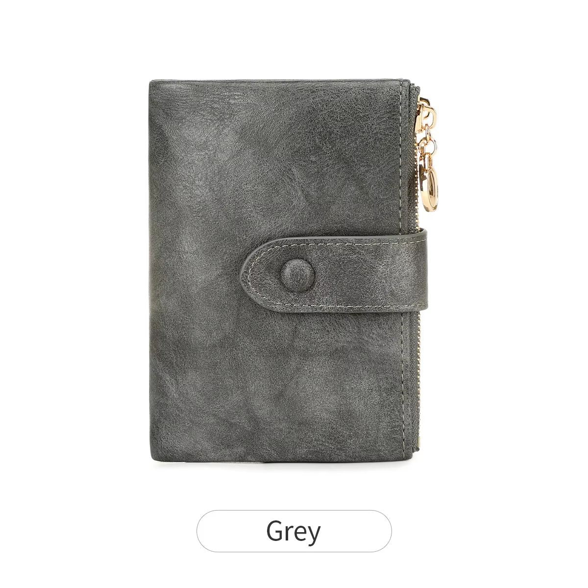 Minimalist Womens Short Wallet  Double Zipper Leather Card Holder  Coin Purse 10