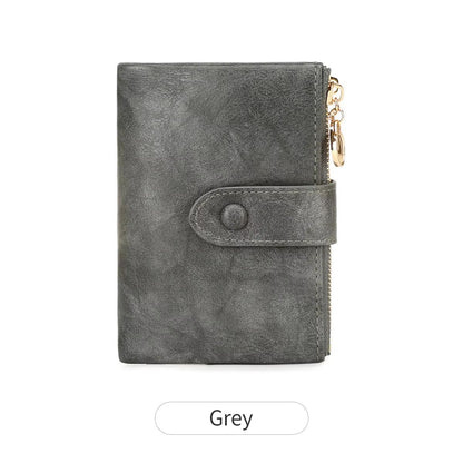 Minimalist Womens Short Wallet  Double Zipper Leather Card Holder  Coin Purse 10