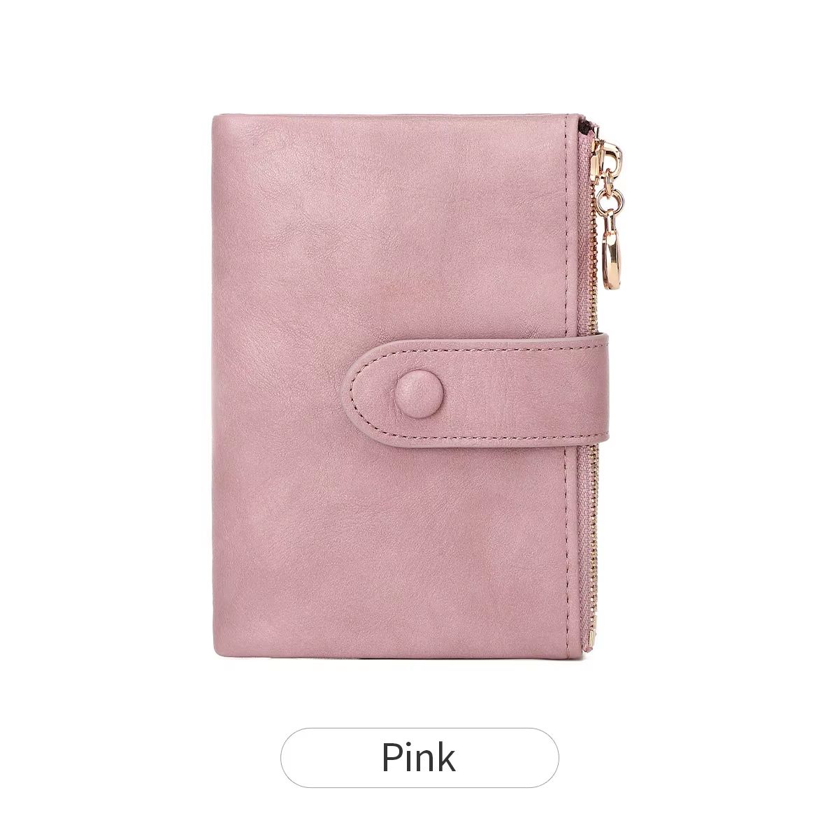 Minimalist Womens Short Wallet  Double Zipper Leather Card Holder  Coin Purse 11