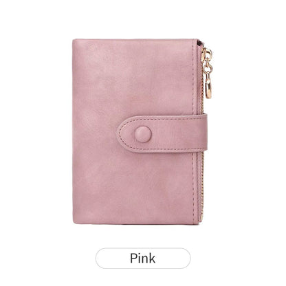 Minimalist Womens Short Wallet  Double Zipper Leather Card Holder  Coin Purse 11
