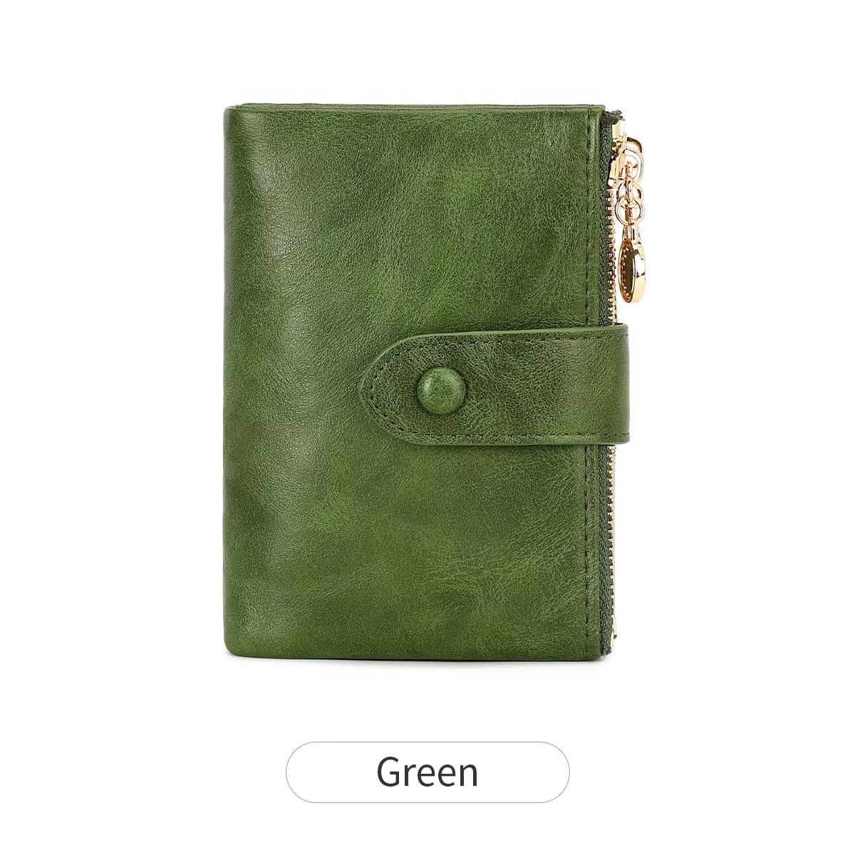 Minimalist Womens Short Wallet  Double Zipper Leather Card Holder  Coin Purse 6