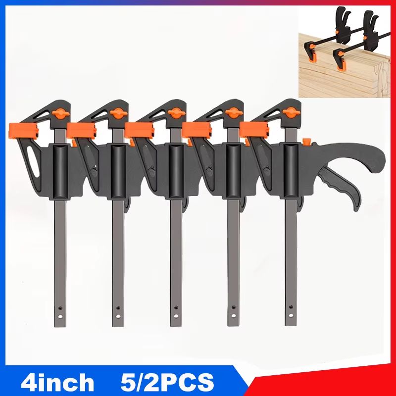 Woodworking Quick Bar Clamp Set – Heavy-Duty 4-Inch Ratchet Release Clips for DIY Carpentry & Hand Tools