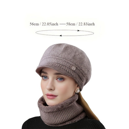 Winter Warm 2pcs Women Hat And Neck Scarf Set Comfortable Cold Hat For Mothers Middle Aged And Elde 3